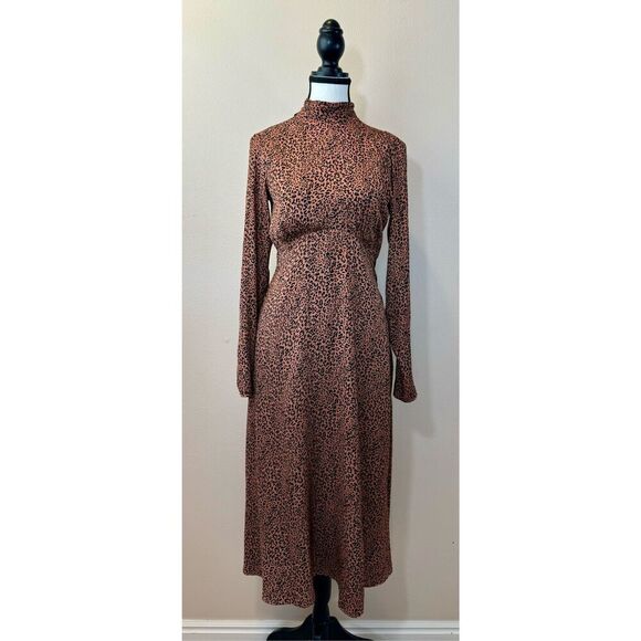 Free People Women's Loveless Animal Print Mock Neck Midi Dress Women's 2 - Picture 3 of 15